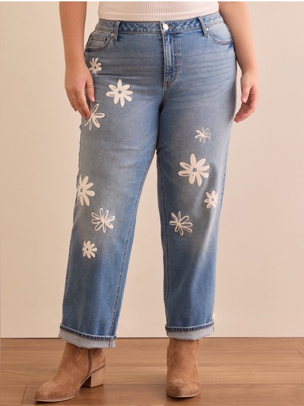 Arula Daisy Floral Print Straight Leg Jeans